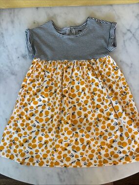 Tea Collection Striped Top Yellow Dot Graphic Dress